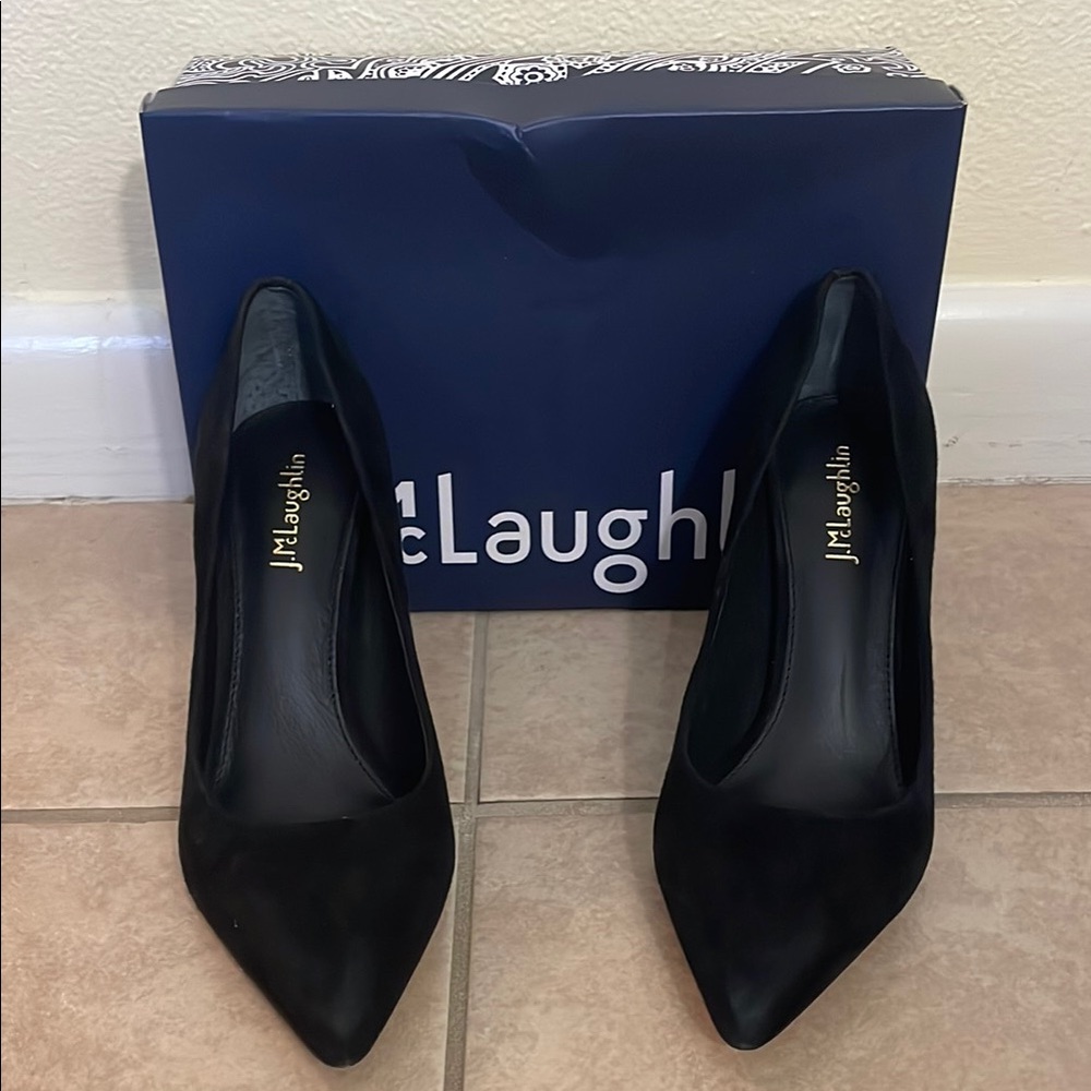 J. McLaughlin Black Heels Sleek and Minimalist